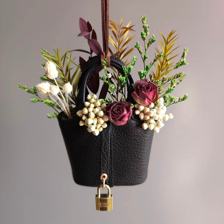 Luxurious Handmade Leather Bag, Car Rearview Mirror Hanging Air Refresher