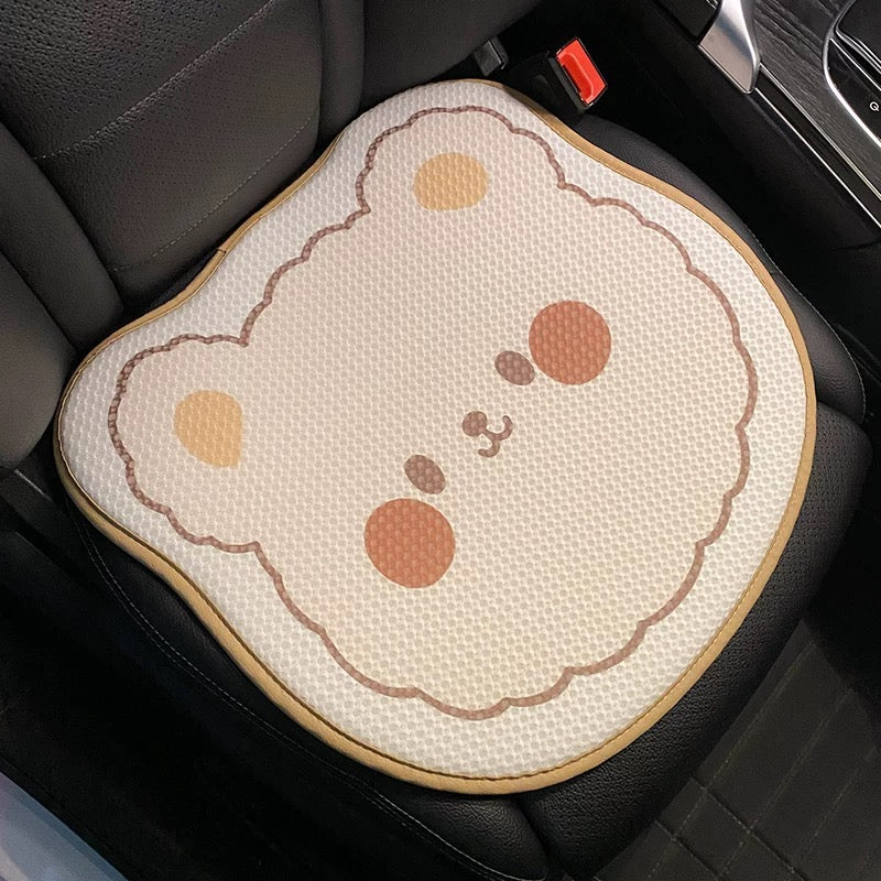 Cute Bear Car Neck & Back Pillows with Cooling Seat Cushions