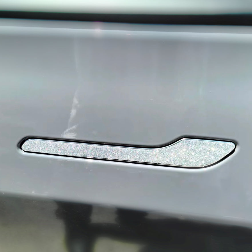 Cute Shining White and Black Door Handle Decorations, Tesla Model Y