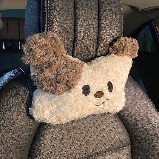 Cute Dog & Bear, Car Neck & Back Pillows with Cooling Seat Cushions