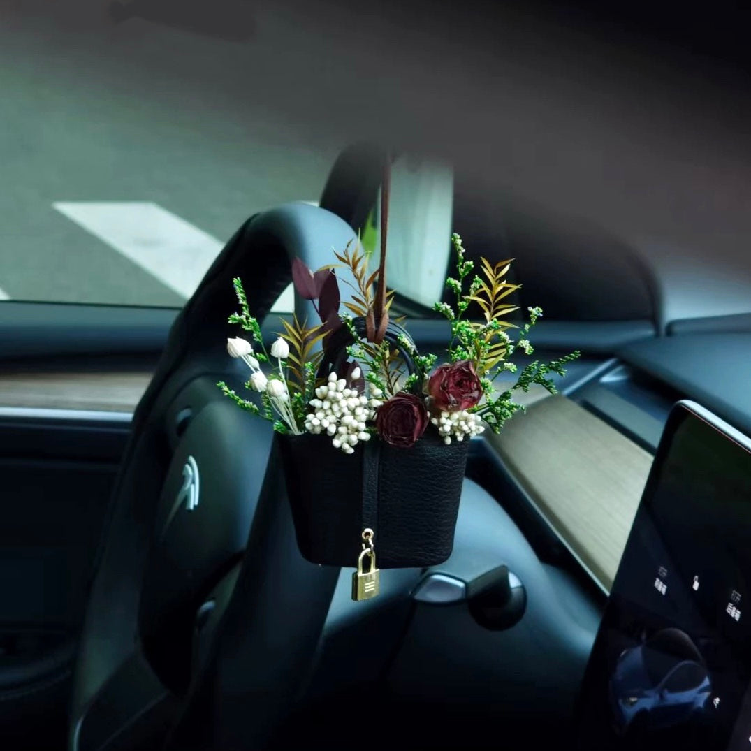 Luxurious Handmade Leather Bag, Car Rearview Mirror Hanging Air Refresher