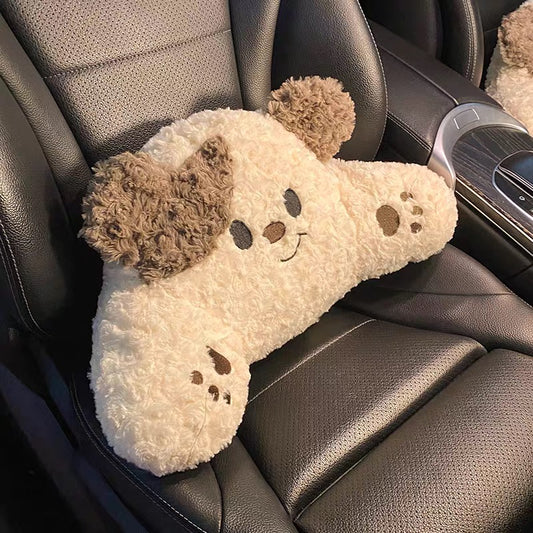 Cute Dog & Bear, Car Neck & Back Pillows with Cooling Seat Cushions