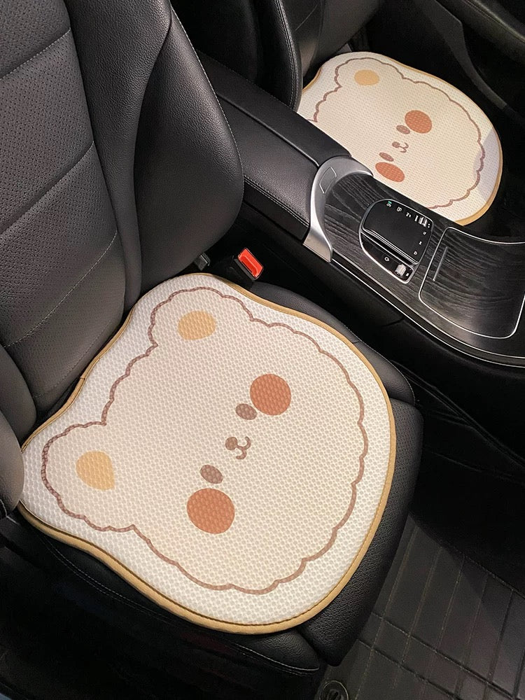 Cute Bear Car Neck & Back Pillows with Cooling Seat Cushions