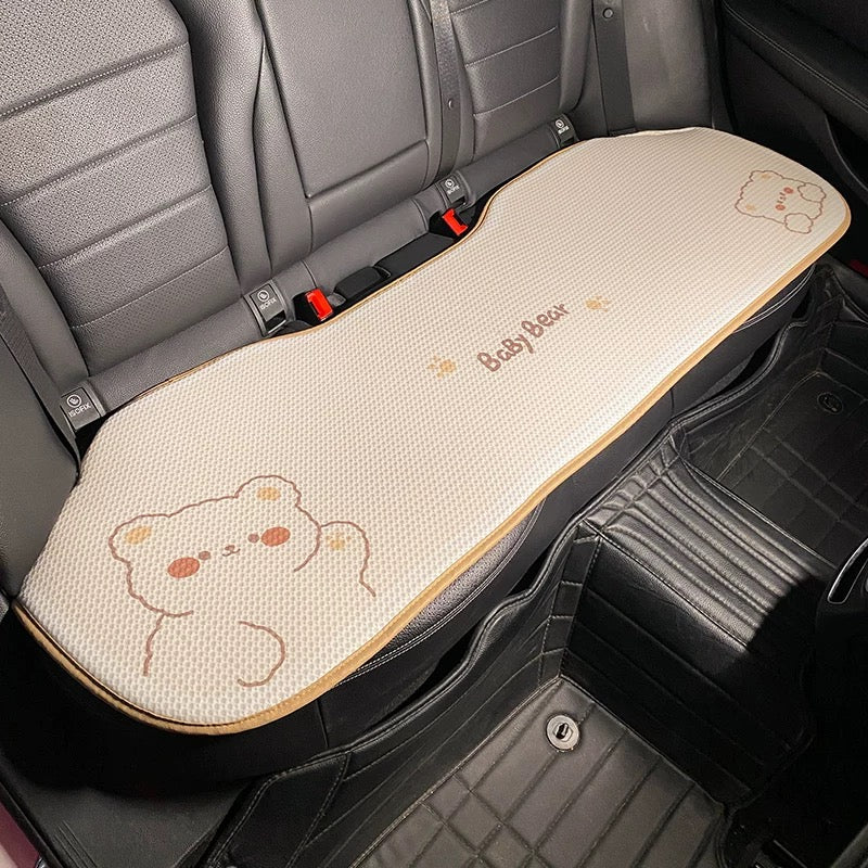 Cute Bear Car Neck & Back Pillows with Cooling Seat Cushions
