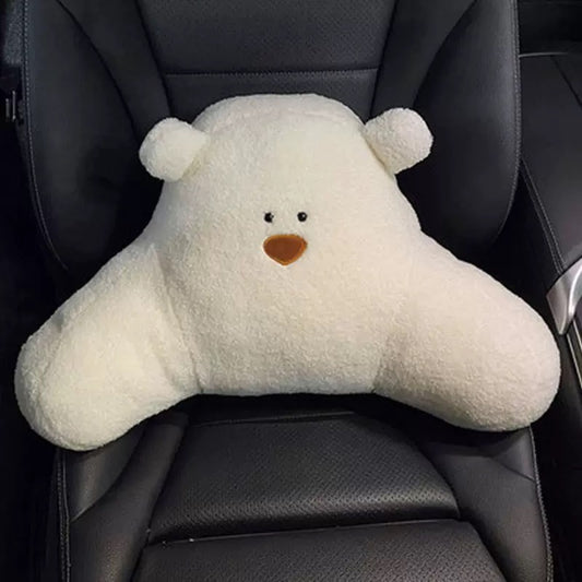 Cute Bear Car Neck & Back Pillows with Cooling Seat Cushions