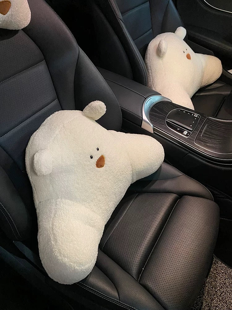 Cute Bear Car Neck & Back Pillows with Cooling Seat Cushions
