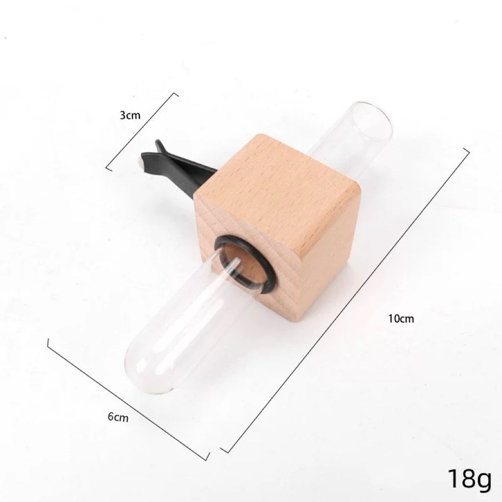 Cute Wooden Glass Flower Vase, Car Vent Decorations