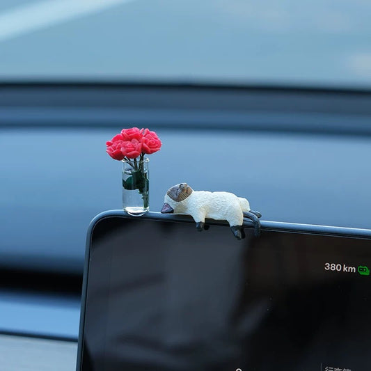 Cute Cats with Roses Set, Car Dashboard Decorations